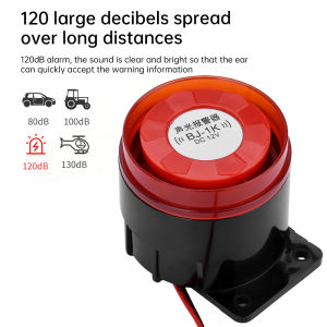 BJ-1K 12V 24V 220V Buzzer High Decibel Sound and Light Alarm Anti-theft Dual Audio Electronic Horn Waterproof Dustproof