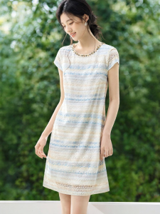 MOHANYIMEI | Summer New Style Elegant Resort Lace Flutter Sleeve Dress