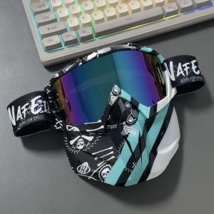 NAFEIB Protective Windshield Mask Motorcycle Mens Riding Mask UV400 Windproof And Sand Resistant Detachable Off-road Helmet