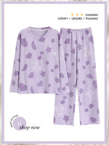 Langsha Pajamas Womens Spring and Autumn Homewear Pure Cotton Long Sleeves Outwear Autumn and Winter Thin Cotton Womens Homewear Suits