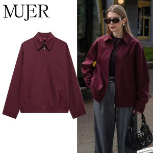 MUJER Zipper Bomber Jackets for Women Fall Outerwears Overcoat Female Long Sleeve Loose Jacket Women Coats Retro Womens Jacket