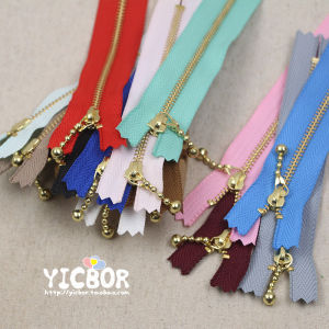 YKK Metal Zipper 3rd Drop Head Light Gold Closed Tooth DIY Handmade Bag Accessories 12/15/20cm Sewing Materials And Tools