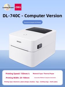Deli Label Printer Thermal Bluetooth Mobile Phone Barcode Face Single Tape Dispenser Office Equipment Home Use Label Maker