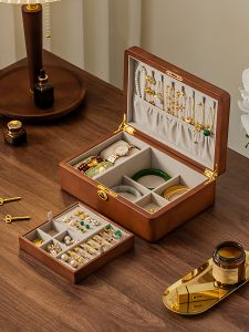 Luxurious Wooden Jewelry Box Real Wood Material Necklace Earring Storage Organizer Anti-Oxidation Wedding Gift Box with Lock