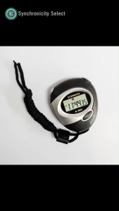 Synchronicity Digitools XL-5853 Digital Stopwatch Timer – Portable Handheld Clock with Lap Split Date & Time Display for Sports Study Cooking Training (Black)