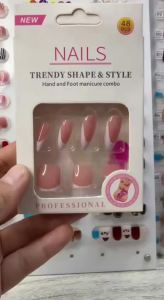 48pcs White French Tip Hand and Foot Fake Nails Press on Nails