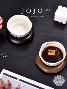 ถ้วยเซรามิคความจุขนาดใหญ่ JOJOS L PDVote กาแฟถ้วยนมพร้อมจานสำหรับอาหารเช้าที่บ้านสไตล์นอร์ดิกวินเทจแฮนด์เมด