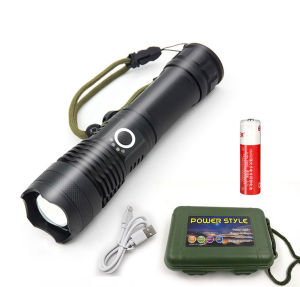 Powerful P50 Lamp Bead LED Flashlight Zoomable Telescopic Torch Lantern 5 Lighting Mode USB Rechargeable Camping Emergency Light