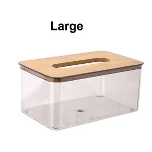 Subtle Charm Transparent Bamboo Cover Tissue Storage Box ZJH01