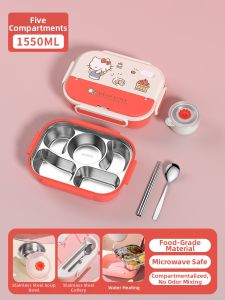 YOULUNMEI | Stainless Steel HelloKitty Children Lunch Box 5 Compartments