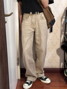 American High Street Khaki Straight Leg Jeans Loose Drapey Wide Leg Pants for Men And Women Spring Autumn Slimming Style