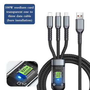 3-in-1 100W 5A Fast Charging USB To Type-C Micro Fast Charger Cable For iPhone 14 13 Samsung Xiaomi Huawei 50 pro Anti-breakage braided Cable Transparent light