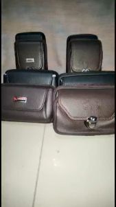 Dompet HP Pinggang Muat Di Sabuk Gesper Bahan PU Kilat Keren Kulit Jeruk Muat HP Besar