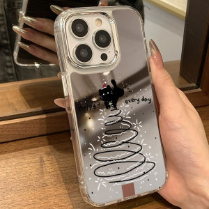 Christmas Black Cat Design Protective Phone Case for iPhone Mirror