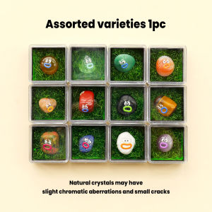 1PC Mini Mineral Rock Crystals Gift Box with Cute Pet Expressions Natural Gemstone Healing Energy Stones Irregular Shape Collect