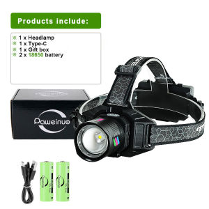 550000000LM Powerful LED Headlamp USB Rechargeable Headlight Work Light Aluminum Alloy Fishing Head Torch Outdoor Camping Lamp