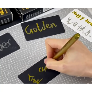 5pcs Set Spidol Metalik Premium Pena Tinta Emas Perak Permanen Untuk Scrapbook Craft Dan Seni Tidak Pudar Cepat Kering