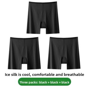 miiow | Ice Silk Safety Pants Womens Summer Anti-Light Bottoms No Roll High Waist Tummy Control Seamless Antibacterial Underwear