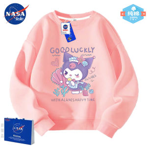 NASA เด็กผู้หญิง ผ้าฝ้าย เสื้อสเว็ตเชิ้ต คอกลมแขนยาว น่ารัก Kuroko Mid Large Children ฤดูใบไม้ผลิ ฤดูใบไม้ร่วง เสื้อผ้าพ่อแม่และลูก