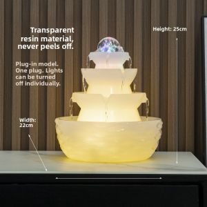 Modern Minimalist Wealth Attraction Water Wheel Fountain Desktop Water Flow Ornaments Circular Living Room Decorations Opening Gifts