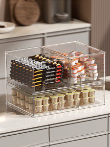 Desktop Acrylic Cosmetic Storage Box Drawer Style Transparent Office Workstation Organizer Long Rectangle Shape Stackable