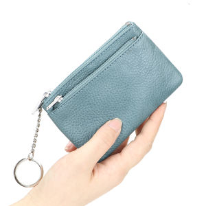 Smart King Mini Leather Coin Purse with Keychain Multi Storage Bag for Women Minimalist Coin & Key Zip Wallet 1692