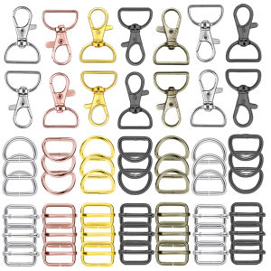 10/20Sets Metal Lobster Clasp Swivel Clip Snap D Ring and Slider for Keychains Accessorie Wallet Hardware and DIY Projects Gifts