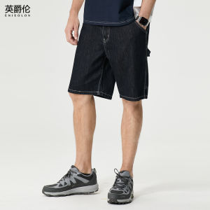 Enjeolon | American Vintage Washed Workwear Straight Baggy Jeans Shorts Summer