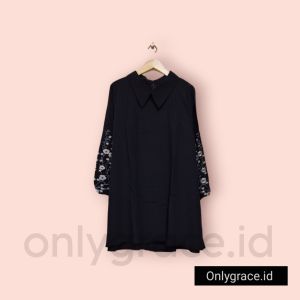 Tunik Bordir Bunga Lengan Panjang Atasan Wanita Tunik Atasan Tunik Wanita Lengan Panjang Import Crepe Premium