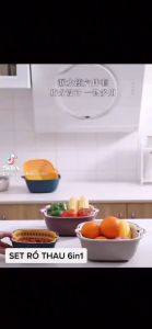 Bộ Rổ Thau Nhựa 6 Món Hình Vuông 3 Kích Thước