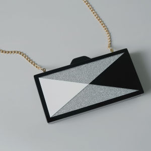 กระเป๋าคลัทช์สายโซ่สำหรับผู้หญิงกระเป๋าชุดราตรีหรูหราทำจากอะคริลิคสีเงินสีดำกระเป๋าถือสตรีแฟชั่นหรูหราทันสมัย