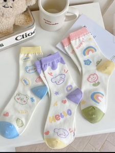 Japanese cotton cartoon socks/cute tube socks/ Thin spring and summer
