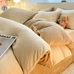 หนาขึ้น ผ้าปูผ้านวมคอรัล ผ้าขนแกะ ผืนนมกำมะหยี่ผ้าสักหลาด ฤดูหนาว อุ่น โมเดิร์น เรียบง่าย สไตล์ผ้าคลุมเตียงผ้านวม