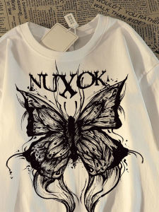 Áo Thun Tay Ngắn in Hình Bướm Rộng Rãi Phong Cách Hip Hop Mỹ Dành Cho Nam Và Nữ Mùa Hè Thường Ngày Cotton Thoáng Khí