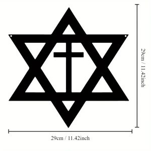 CIFbuy | Star of David and Cross Metal Wall Decor: Artistic Metal Artwork for Room Scene Decoration