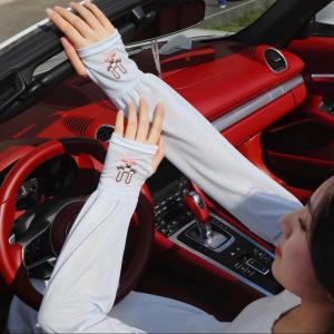 Sun Protection Ice Silk Sleeve Covers Womens Loose Cute Ice Sleeves UV Protection Driving Arm Protector Hand Sleeve Covers