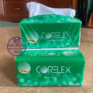 Giấy ăn rút lụa Corelex 300 tờ/gói x 2 lớp mềm mại không chất tẩy trắng Nhật Bản