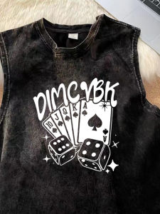 เสื้อกั๊กแขนกุดคอตตอนอเมริกันสำหรับผู้ชาย ทรงหลวม ทรงลำลอง ฤดูร้อน ใหม่ แขนกุด คอตตอนแท้ ไม่มีแขน เสื้อยืด แฟชั่น