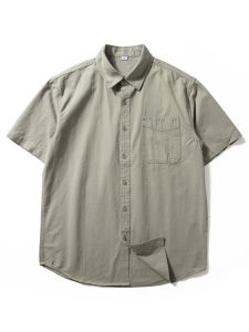 Shirt Short Sleeve Mens Washed Pure Cotton Breathable Loose Casual Shirt Japanese Style Retro Easy Matching Boys Summer Thin Coat