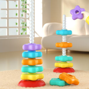 Rainbow Nesting Stacking Toy - Musical Turret Rings for Babies 1-3 Years Montessori Early Learning Puzzle & Sensory Infant Toy