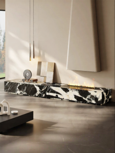 Natural Stone Italian Luxury TV Stand Fireplace