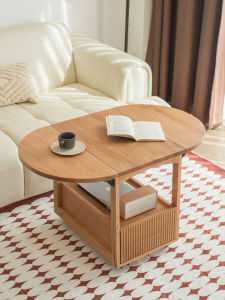 Japanese Style Removable Coffee Table Wood Color Foldable Side Table White Oak Corner Table Coffee Table Trolley Living Room Small Tea Table