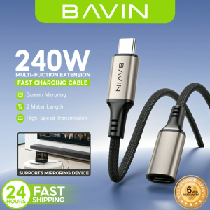 BAVIN CB408 USB 3.2 Type-C Male to Female PD 240W Fast Charging 2m Extension Cable 20Gbps Speed Data For Type-C Devices