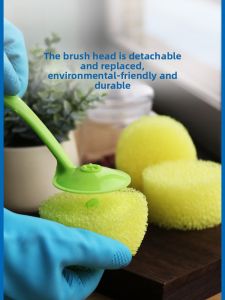 Stainless Steel Long Handle Non-Stick Pot Brush Kitchen Cleaning Dishwashing Brush Household Essential Utensil for Pan Cleaning