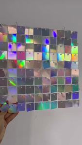 Shimmer Wall Backdrop Iridescent Silver Sequin Shimer Wall Panels for Birthday Party Wedding Marriage Decorations 12/16/18pcs