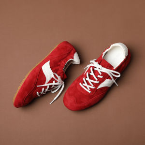 MIOLLIBARN | Red Retro Suede Leather Training Shoes Flat