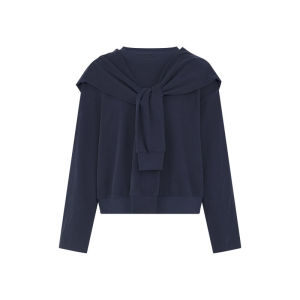 Meiyang Faux Two-Piece Hooded Dress Sweatshirt Brushed Integrated Long Sleeve Cotton Blend Comfortable Casual Solid Color