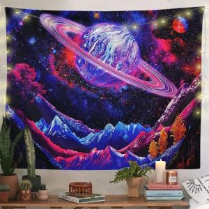 VIKAMA Phi Hành Gia Hành Tinh Galaxy Tấm Thảm Psychedelic Tinh Vân Treo Tường Cho Phòng Ngủ Thể Thao Điện Tử Trang Trí Phòng Sợi Polyester