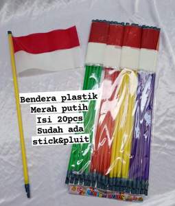 bendera merah putih stick buat pawai 17 agustus isi 20pcs