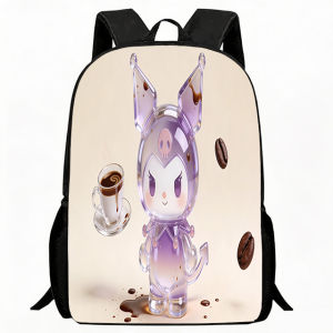 Sanrio | Kids Bag Kuromi 3D Crystal Coffee Print Children Backpack Transparent Coffee Bean Design School Bag Lightweight Breathable Boo